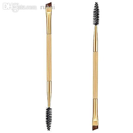 Wholesale-Wholesale 1PCS Makeup tools bamboo handle double eyebrow brush + eyebrow comb and makeup brush HZS092-025