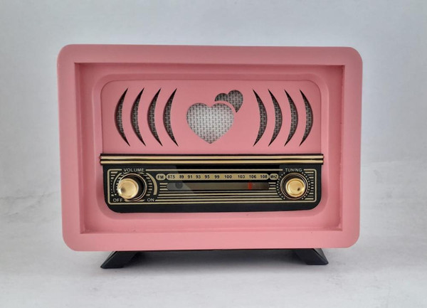 Nostalgic Pink Wooden Radio With Bluetooth Feature And Adapter