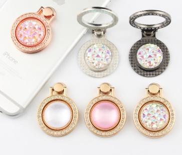 Diamond Finger Ring Holder Crystal Rhinestone Glitter Mirror Case With Gem Holders Stand For iphone X 6 7 8 plus Samsung