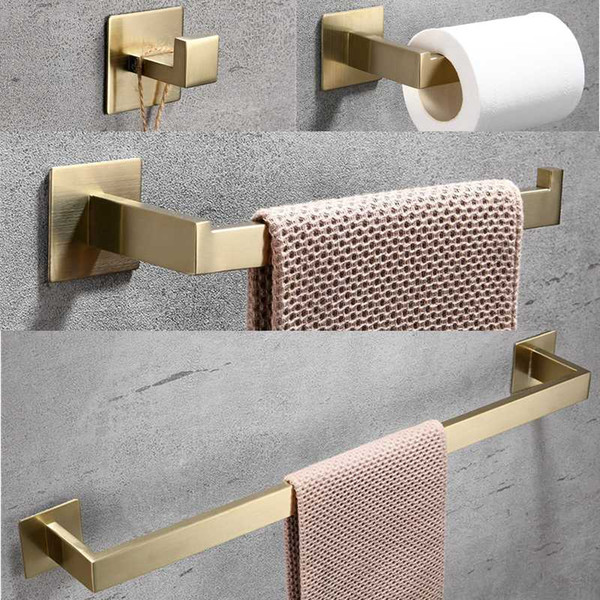 punch bathroom accessories in brushed gold stainless steel towel bar paper hodler robe hook gold bathroom hardware set