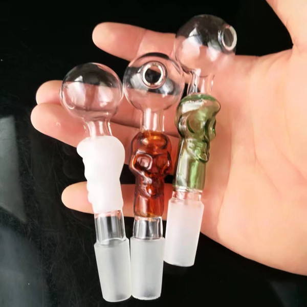 Color short bones straight burning pot glass bongs accessories   , Glass Smoking Pipes colorful mini multi-colors Hand Pipes Best Spoon glas