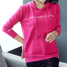 Woman Casual Hooded Pullover Sweater Red Green Black White Plain Knitting Tops Women Letter Pattern Knitwear Autumn Spring 2019