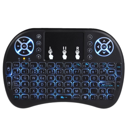 Versión en español con retroiluminación de 2,4 GHz teclado inalámbrico Air Mouse negro