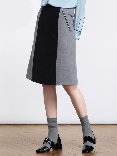 Casual Color-block A-line Midi Skirt