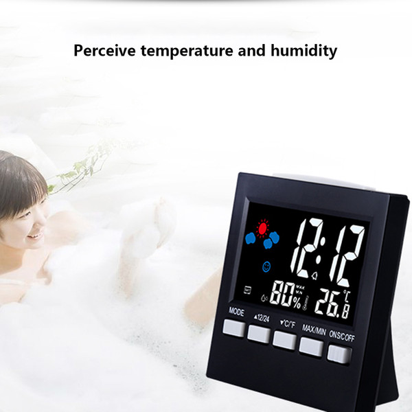 led alarm clock digital weather forecast station multifunction temperature humidity backlight fea889