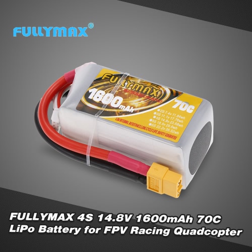 FULLYMAX 4S 14.8V 1600mAh 70C High Rate XT60 Plug LiPo Battery for QAV210 250 FPV Racing Quadcopter RC Car Boat