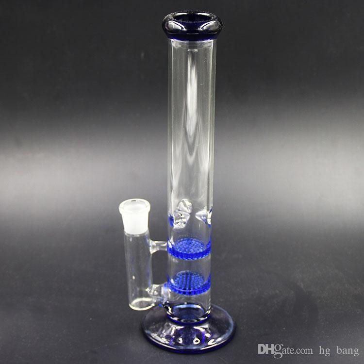 Newest Glass Bong 11.5" Two Founction Double Recycler Glass Bongs Water Pipe 18.8mm Joint