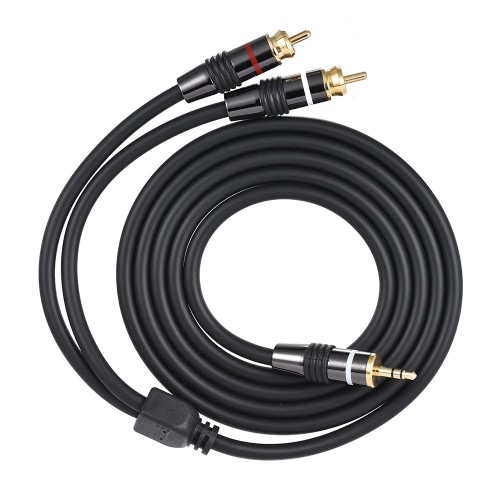 3.5mm Male Plug to Dual RCA Stereo Audio Cable Connector Y Splitter Wire Cord (1.5m / 4.9ft) for Computer to TV Amplifier Loudspeaker