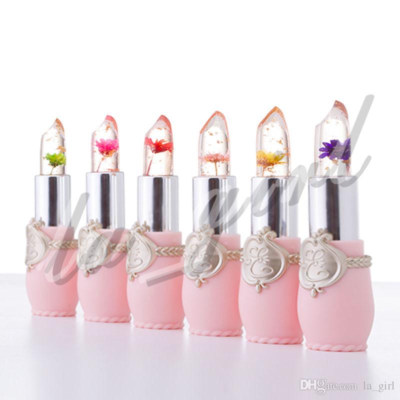 Waterproof Flower LipStick Jelly Flower Transparent Color Changing Lipstick Long Lasting With 6 Colors Flower Lipsticks