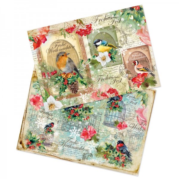 Reispapiere, Weihnachten "Vögel", DIN A4, 2 Designs