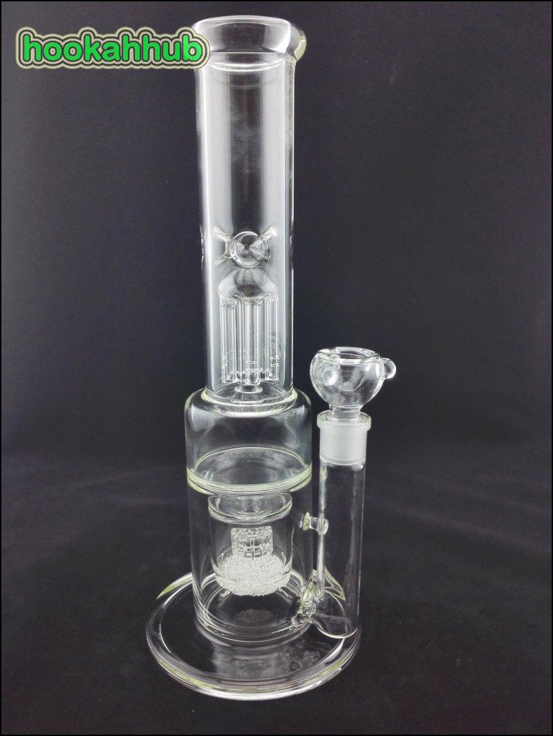 Delicate Big Bong 18.8mm Joint 14 Inches High 6 Arms Percolator Superior Quality Glass Hookahs Excellent Workmanship Water Bong Clear Color