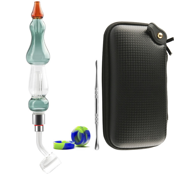 Mini Glass Water Bong Pro Kits CSYC Straw with 510 Thread Titanium Quartz Banger Nail Stainless Dabber tool Glass Water Pipe Dab Rig