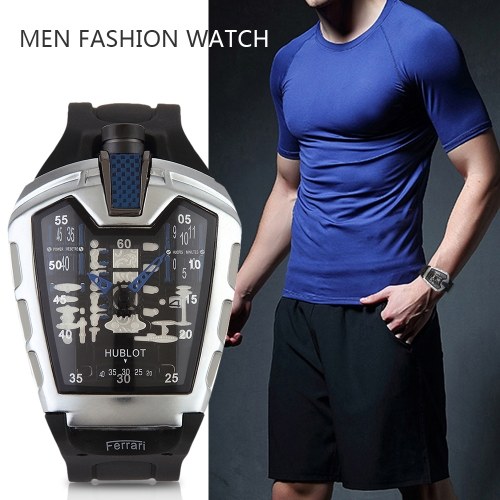 Reloj deportivo multifuncional de moda para hombres Reloj de cuarzo con banda de gel de silicona fresco