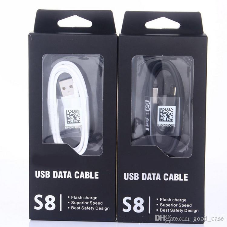 For s8 Original quality cables type c fast charger Usb cable 2.1A 1.2m typec quick charging sync data wire for samsung s8 s8 plus with boxes