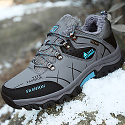Men's Trainers Athletic Shoes Casual Outdoor Hiking Shoes Walking Shoes PU Breathable Non-slipping Wear Proof Black Army Green Khaki Winter