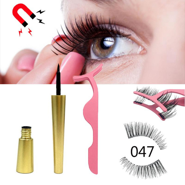 natural lasting magnetic eyeliner magnetic false eyelash eyelash clip kit set 3d mink lashes eyelashes make up d324