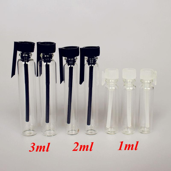 100pcs/lot 1ml 2ml 3ml glass perfume bottles sample test bottles glass perfume vials tube glass bottle with plastic ser