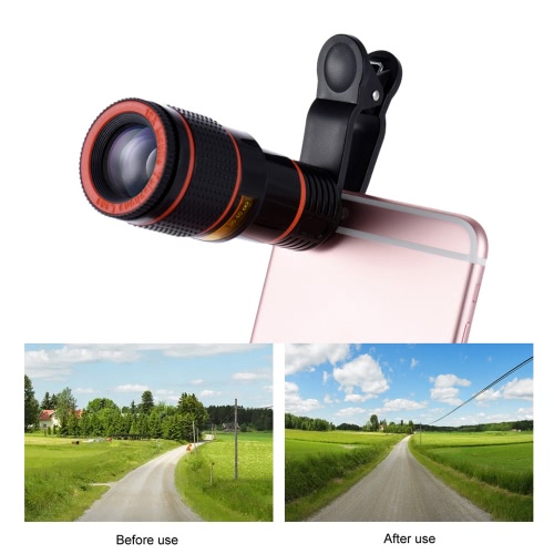 Universal 12X Zoom Mobile Phone Clip-on Telescope Camera Lens for iPhone 6S 6 plus Samsung S7 S6 edge Smartphones