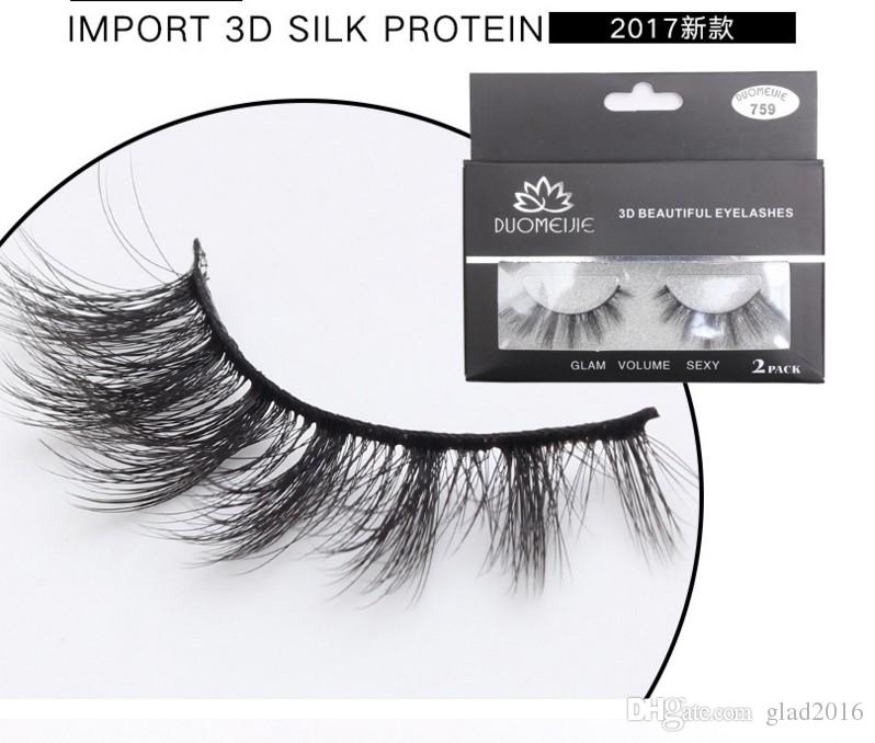 New 2 pairs natural false eyelashes fake lashes long makeup 3d mink lashes eyelash extension mink eyelashes for beauty 759