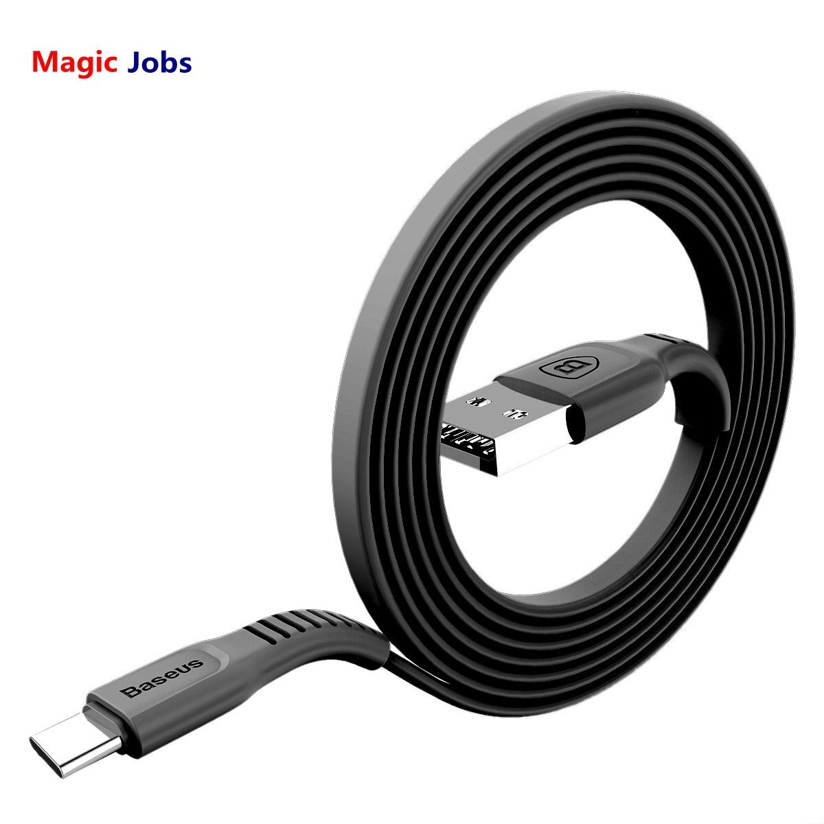 Magic_Jobs Flat USB 3.0 Type C USB-C Type-c Charger Cable For Galaxy S9 S8 Plus Xiaomi 6 Mi5 Huawei P10 P9 Oneplus 3 2 Nexus 5X 6P