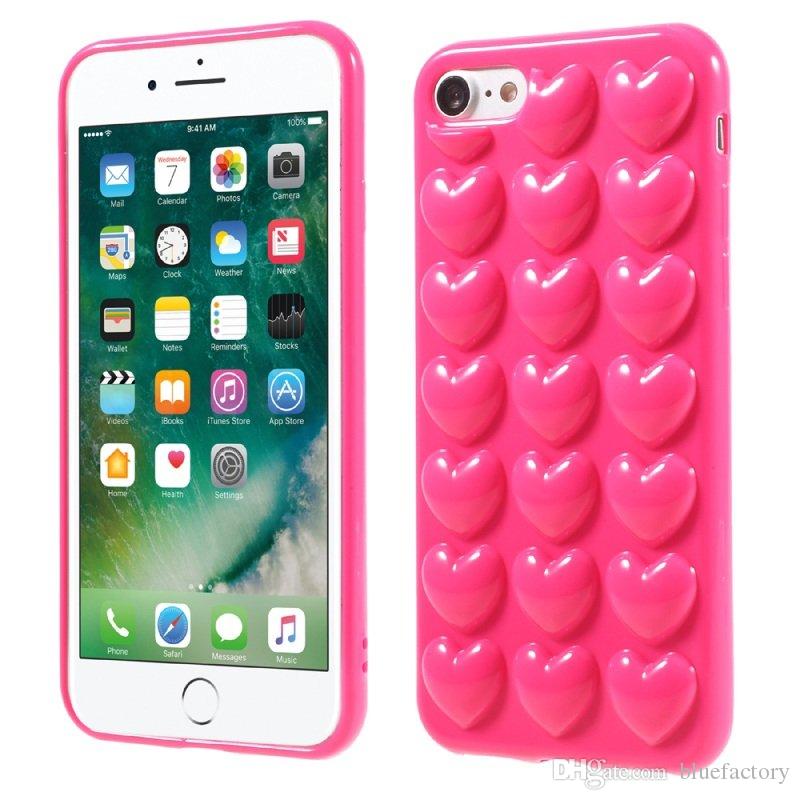 For iphone X 8 7 Plus 3D Peach Love Heart Case Soft Silicone Jelly Phone Cover Cute Back Shell with Lanyard Hang Rope String NEW Arrival