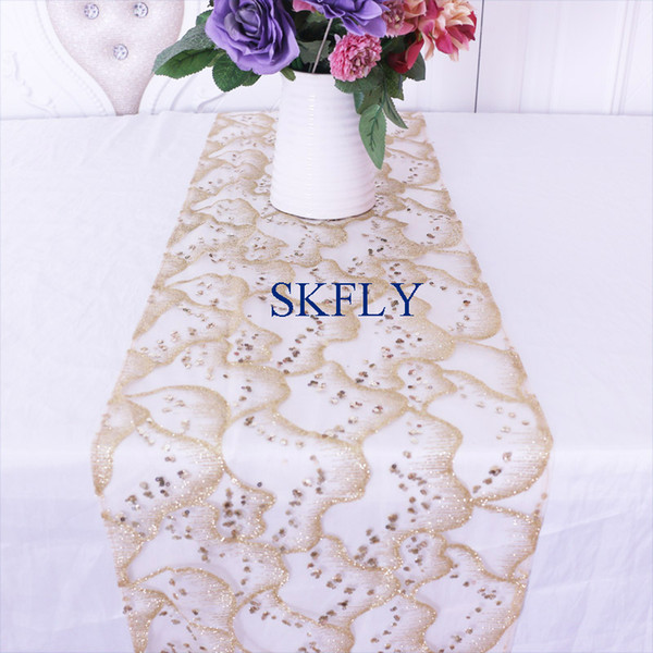 ru036a elegant new pattern unique design wedding gold embroidery sequin table runner