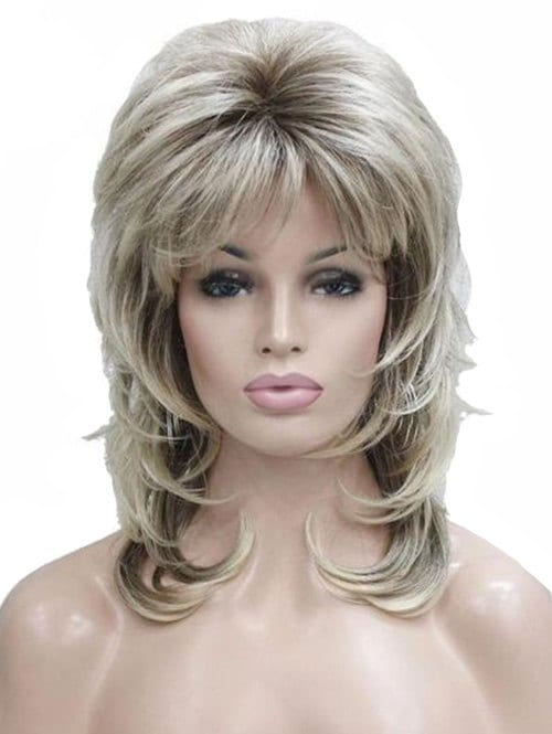 Side Bang Medium Straight Fluffy Synthetic Wig