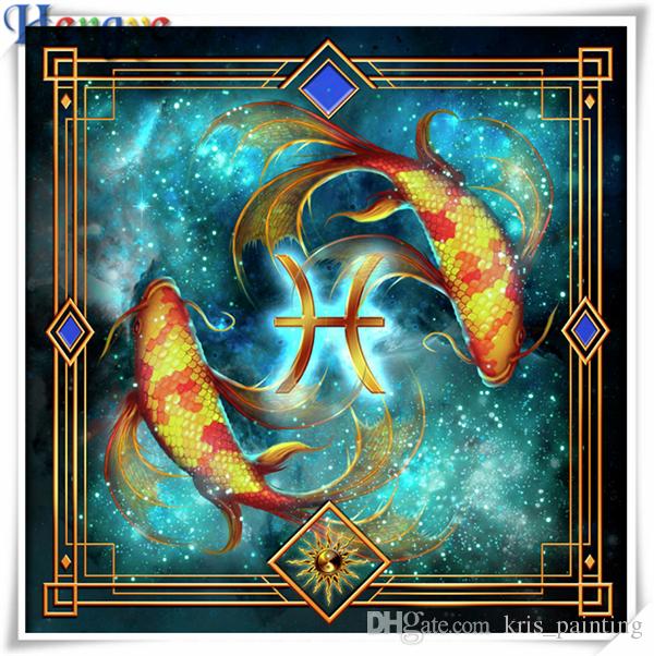 5D Diy diamond painting cross stitch kit rhinestone full square&round diamond embroidery animal Pisces fish home mosaic decor gift AA0413