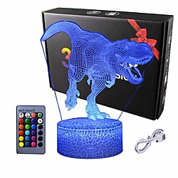 3D Dinosaur Night Light - 3D Illusion Lamp  and16 Color Change Decor Lamp with Remote Control for Kids Dinosaur Gifts for Boys Lightinthebox