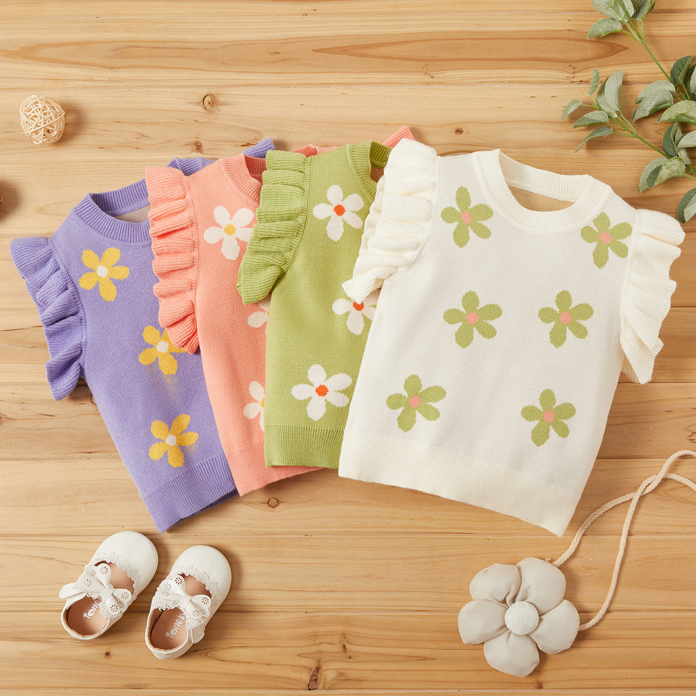 Baby Girl Casual Floral Sweaters