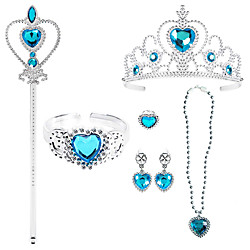 Princess Crown Outfits Masquerade Girls' Movie Cosplay Cosplay Halloween Blue 1 Ring Bracelet Crown Halloween Carnival Masquerade Plastic / Necklace / Earrings / Wand Lightinthebox