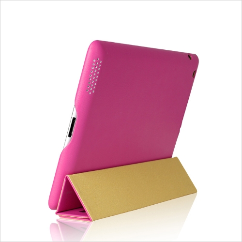 Elegante cubierta protectora caso magnética soporte para nuevo iPad 4/3/2 Wake-up/Sleep rojo