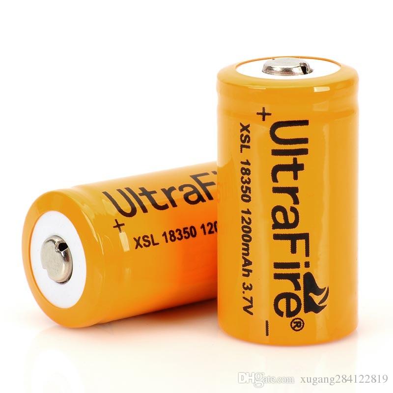 High Quality UltraFire 18350 3.7V-4.2V 1200mAh Li-ion Rechargeable Batteries High Drain lithium Battery for flashlights etc.