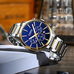 CURREN Men Quartz Watch Luxury Business Wristwatch Ultra-thin Luminous Three Time Zones Calendar Chronograph Stainless Steel Strap Watch Lightinthebox