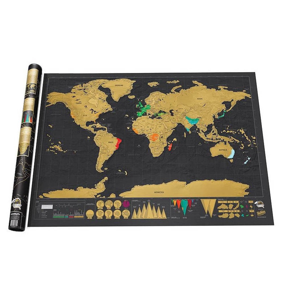 Large World Black Luxury Edition Scratch Map Paper Travel Footprint