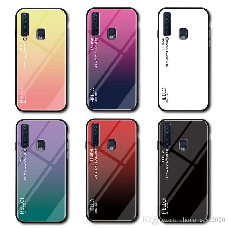 Slim Gradient Color Tempered Glass Case For Samsung Galaxy A9 2018 A7 2018 A8 A8+ A9 Star J7 Pro J730 J250 J530 J330