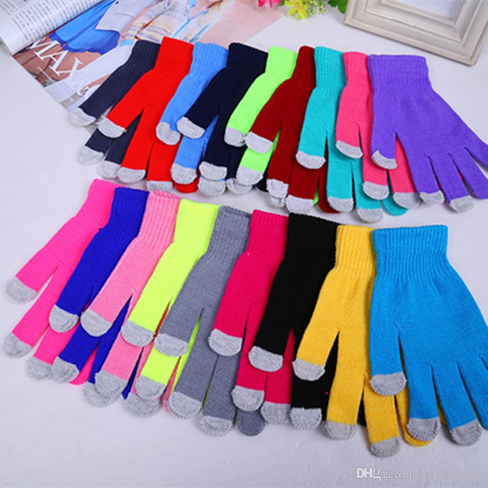 Touch Screen Winter Knit Gloves Warm Gloves Solid Color Cotton Warmer Smartphones Driving Glove Unisex Gloves