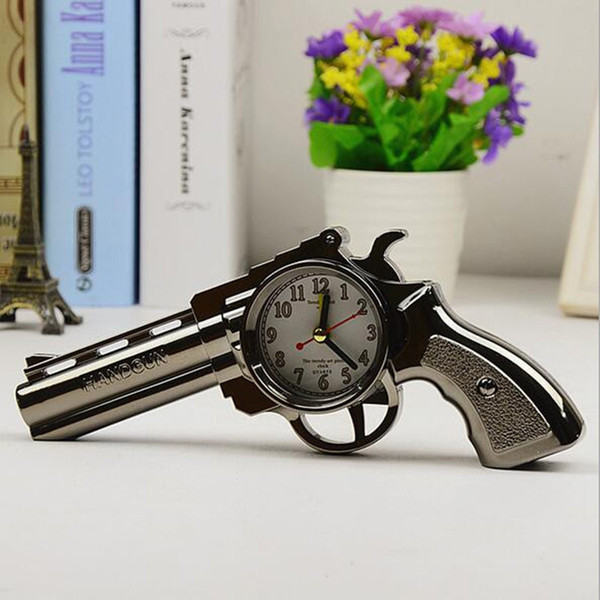 new 2018 novelty pistol gun shape alarm clock desk table home office decor gifts su yh creative supplies present
