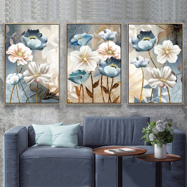Abstract Canvas Painting Flower Poster Scandinavian Wall Art Pictures For Living Room Modern Home Decor Plants Quadros Prints