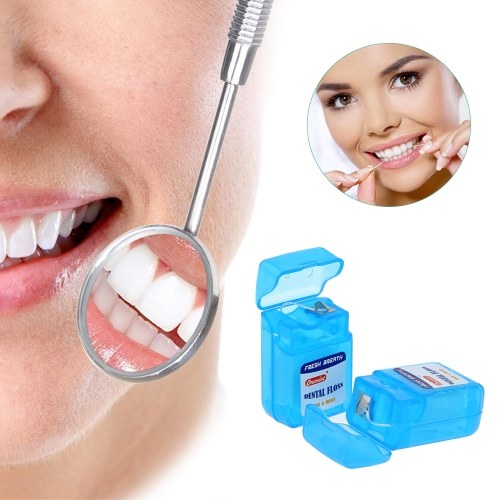 2 * 15m Dental Floss Wax Mint Flavored Teeth Cleaner Built-in Spool Replacement Flat Wire Dental Flosser Health Hygiene Care