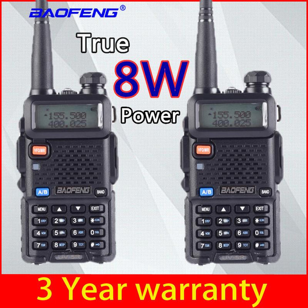 2PCS Baofeng UV-5R true 8 wawalkie talkie CB radio Baofeng UV5R transceiver 128CH 8W VHF and UHF Holding UV 5R hunting radio