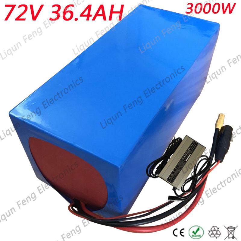 Free Customs Duty 3000W 72V 35AH Electric Bicycle Battery 72V 35AH Ebike Tricycle Wheelchair Battery 50A BMS and 5A Charger