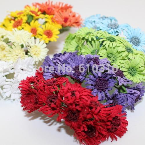 Free Shipping 2cm head Multicolor handmade Mulberry Paper Daisy Flower artificial sunflowers(100pcs/lot)