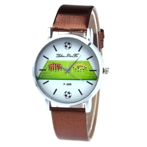 Relojes de moda F-389 reloj de pulsera de cuero de lujo de cuarzo estilo británico con patrón de jugador de fútbol para la Copa Mundial de la FIFA