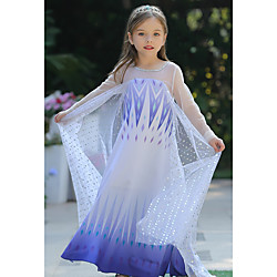 Elsa Dress Girls' Movie Cosplay Cosplay Vacation Dress Halloween Blue / Blue (With Accessories) Dress Halloween Carnival Masquerade Tulle Polyester Sequin