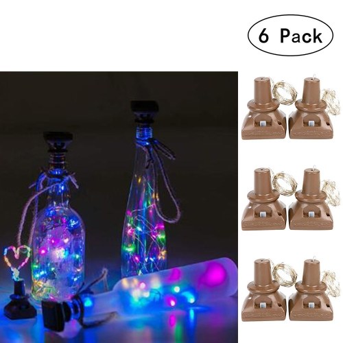 6 paquetes de 20 LED Luces de corcho cuadradas impermeables Luces de hadas Luces de botella de vino con energía solar