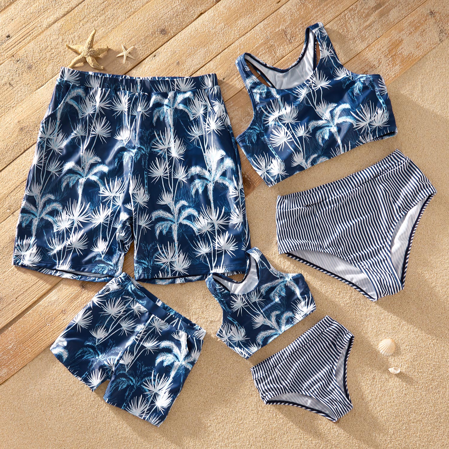Coconut Tree Print Family Matching Swimsuits