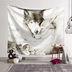 Wall Tapestry Art Decor Blanket Curtain Hanging Home Bedroom Living Room Decoration Polyester Fiber Animal White Wolf Lanting Design Lightinthebox