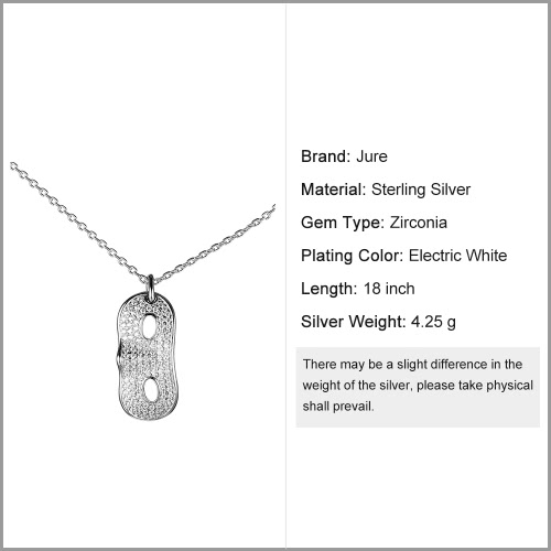 JURE S925 Solid Sterling Silver Chain Necklace The One Jewelry Zirconia 18 Inch