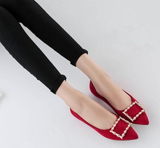 2019 Women's shoes in Spring and Autumn with New style flat bottom pointed end Suede #W149